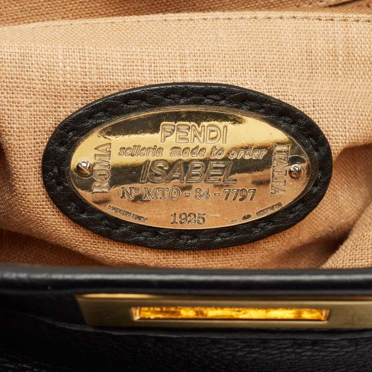 Pre Owned Fendi Black Selleria Leather Regular Peekaboo Top Handle Bag