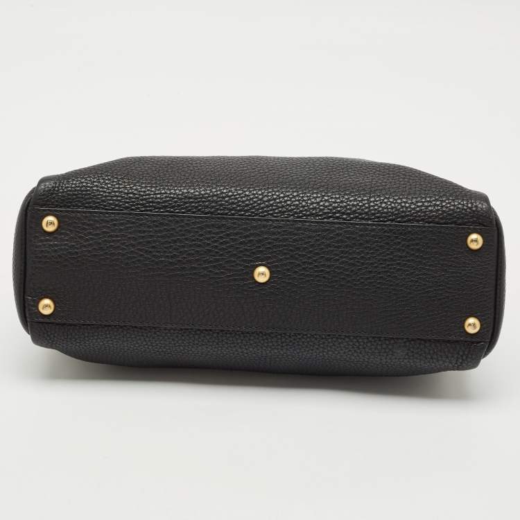 Pre Owned Fendi Black Selleria Leather Regular Peekaboo Top Handle Bag