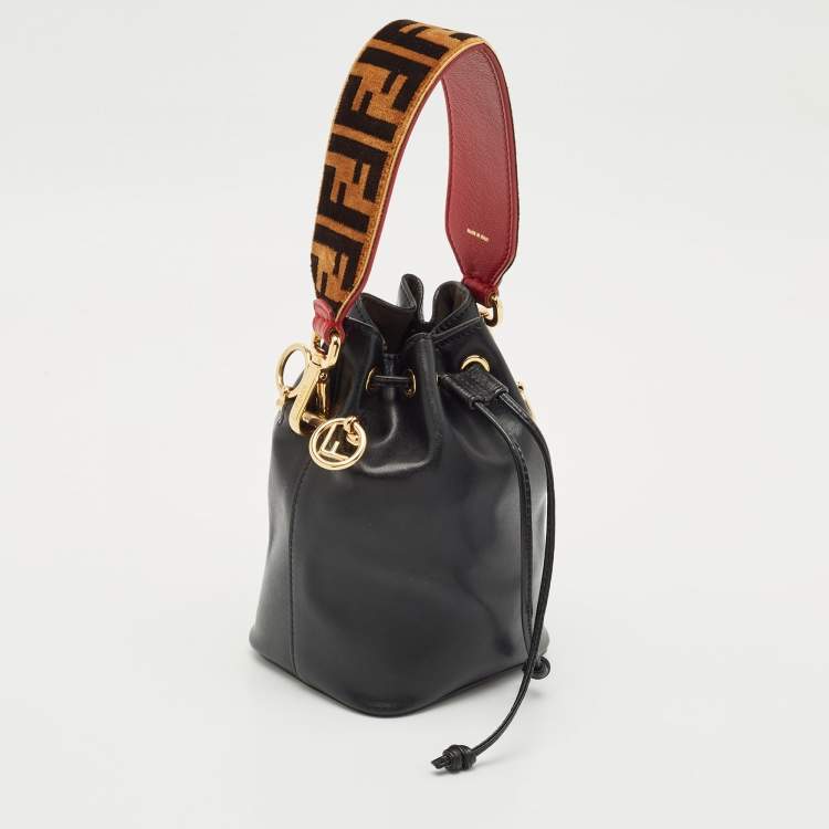 Pre Owned Fendi Black Leather Mini Mon Tresor Drawstring Bucket Bag