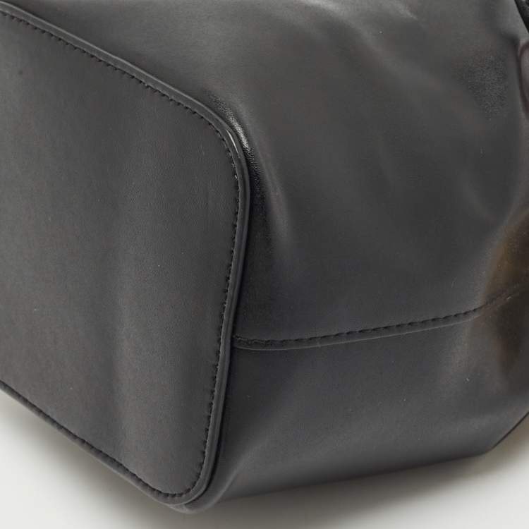 Pre Owned Fendi Black Leather Mini Mon Tresor Drawstring Bucket Bag