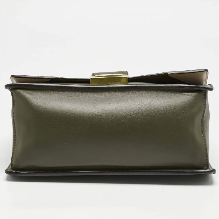 Pre Owned Fendi Olive Green Leather Kan U Shoulder Bag