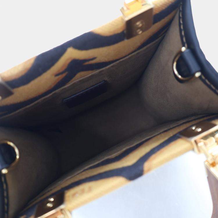 Pre Owned Fendi Sunshine Shopper Mini Brown Canvas Tote Bag