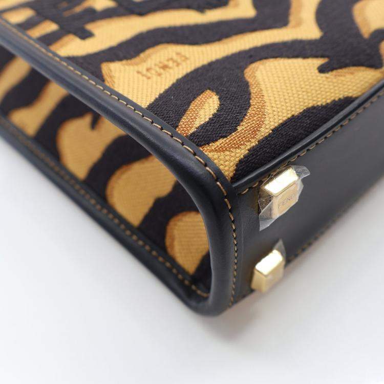 Pre Owned Fendi Sunshine Shopper Mini Brown Canvas Tote Bag