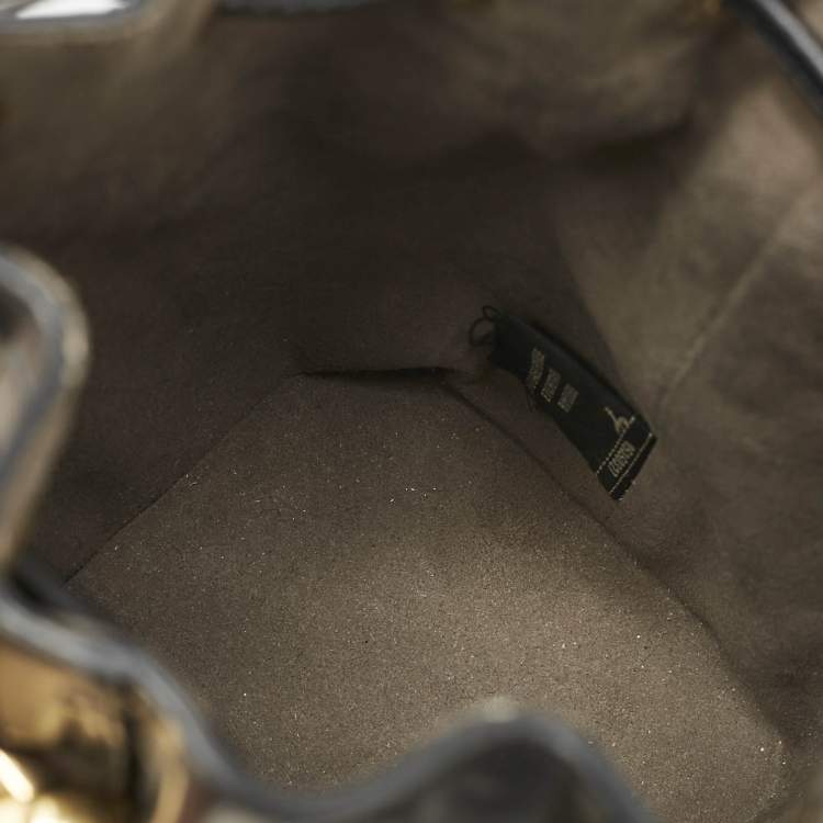 Pre Owned Fendi Black Zucca Embossed Leather Mini Mon Tresor Bucket Bag