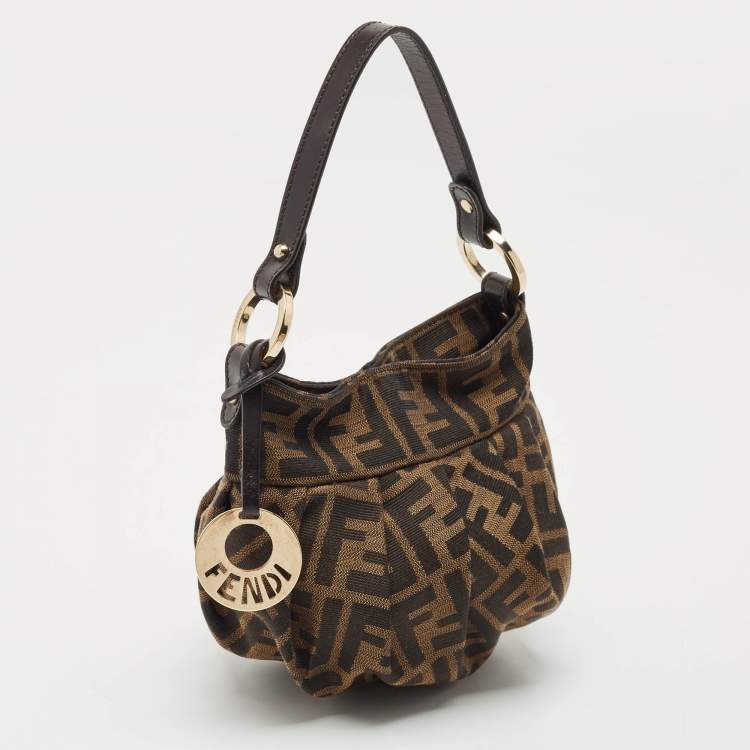 Pre Owned Fendi Tobacco Zucca Canvas Mini Chef Hobo
