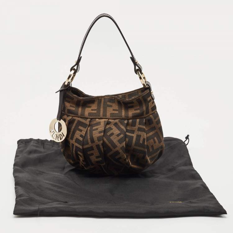 Pre Owned Fendi Tobacco Zucca Canvas Mini Chef Hobo