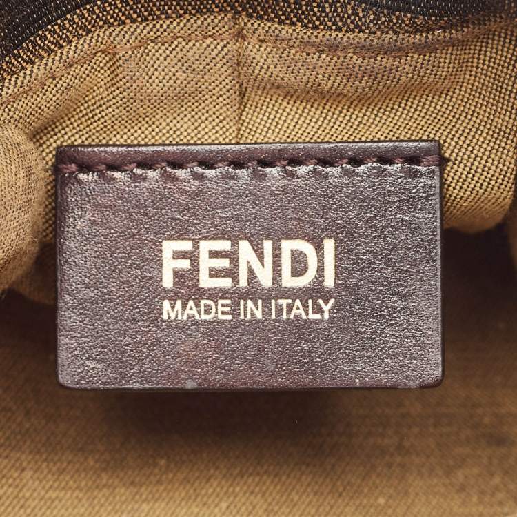 Pre Owned Fendi Tobacco Zucca Canvas Mini Chef Hobo