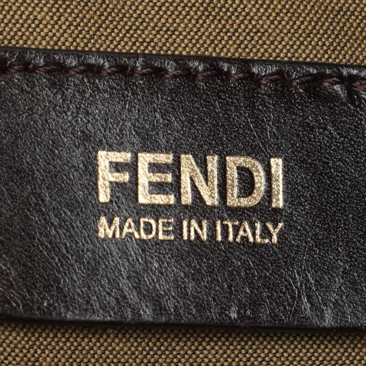 Pre Owned Fendi Black/Brown Leopard Print Canvas and Leather Chef Tote