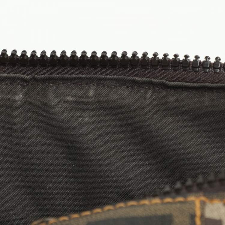 Pre Owned Fendi Brown Zucca Camo Patchwork Coated Canvas Boston Bag