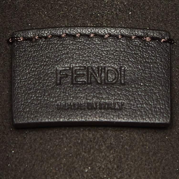 Pre Owned Fendi Blue/Brown Denim FF and Leather Mini Origami Tote