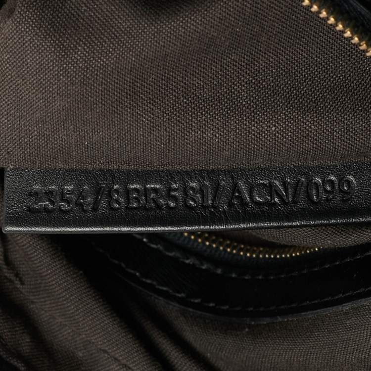 Pre Owned Fendi Black Zucca Canvas and Patent Leather Chef Chain Hobo