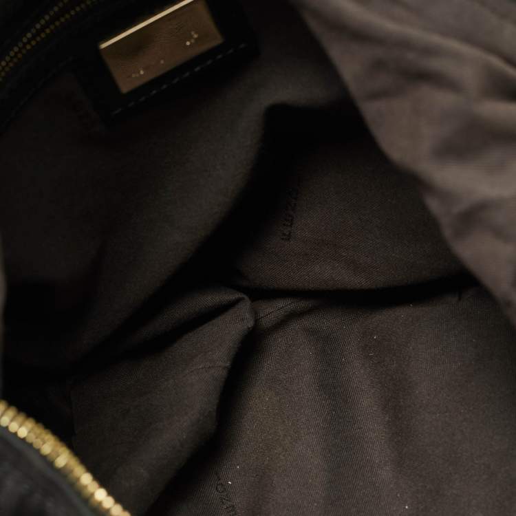 Pre Owned Fendi Black Zucca Canvas and Patent Leather Chef Chain Hobo