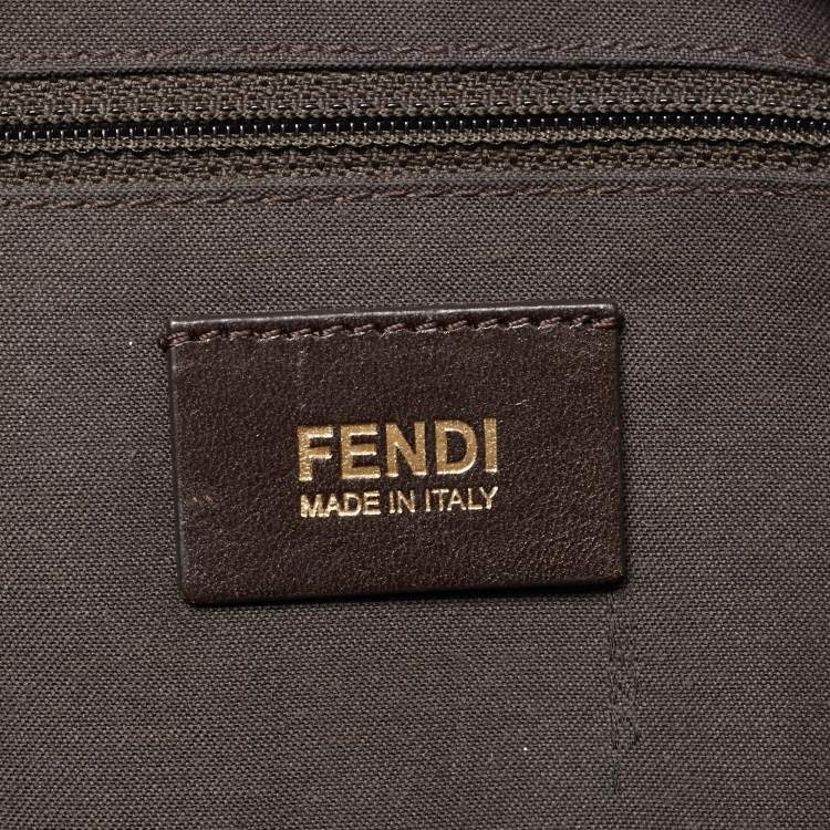 Pre Owned Fendi Silver/Gold Zucca Lurex Fabric and Leather Large Mia Flap Bag