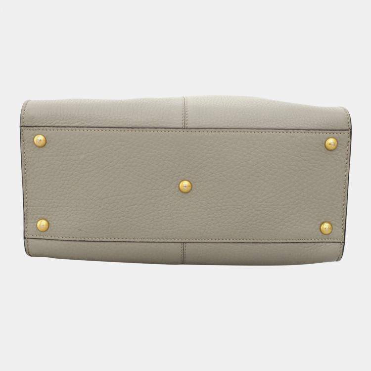 Pre Owned Fendi X-Lite Peekaboo Medium Grey Leather Bag