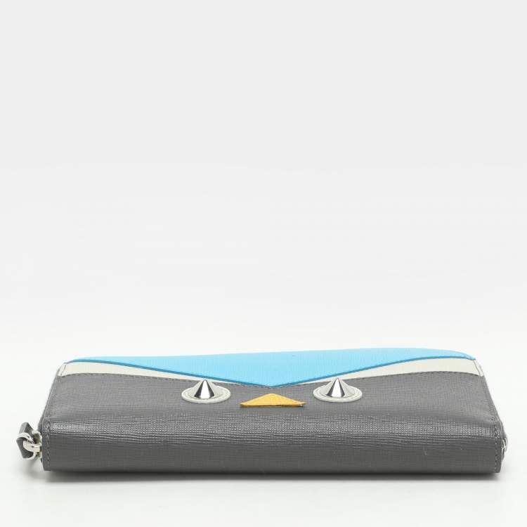 Pre Owned Fendi Multicolor Patchwork Leather Monster Eye Zip Around Wallet