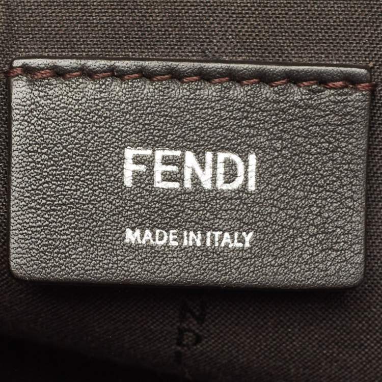Pre Owned Fendi Dark Green/Beige Leather and Snakeskin Trim Medium By The Way Bag