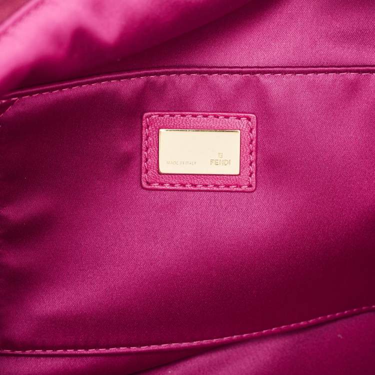 Pre Owned Fendi Pink Leather Flap Shoulder Bag