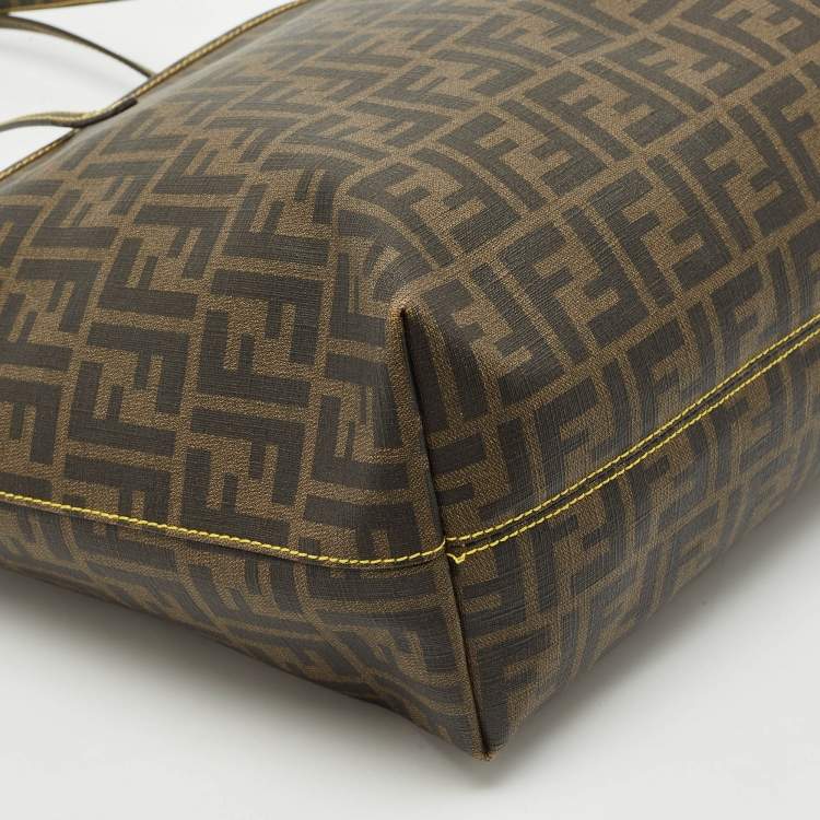 Pre Owned Fendi Tobacco Zucca Coated Canvas Medium Roll Shopper Tote