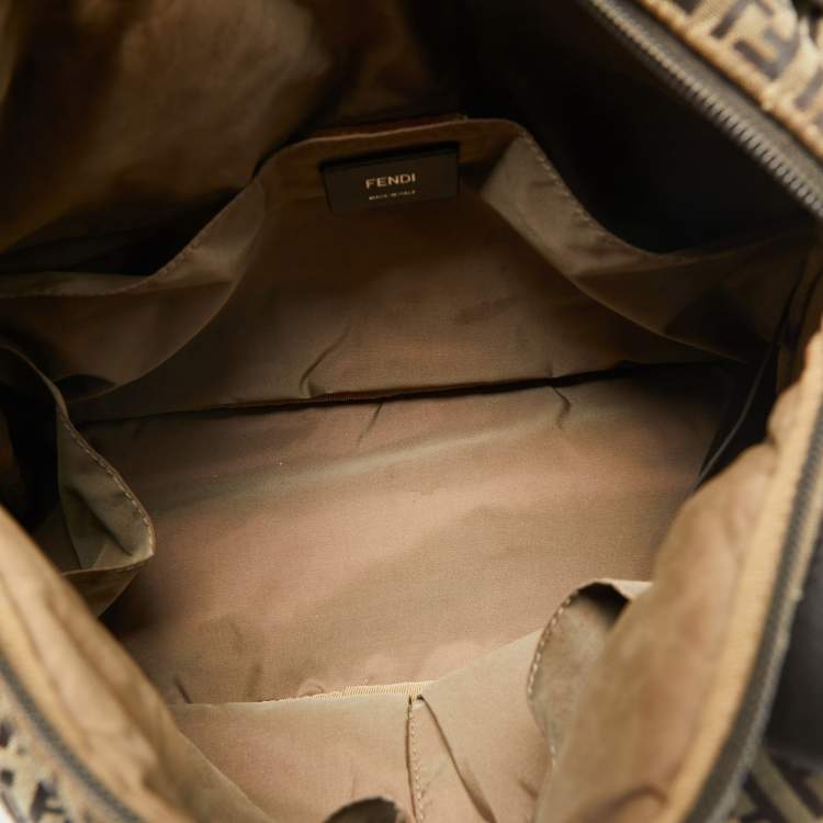 Pre Owned Fendi Brown Zucchino Canvas Changing  Shoulder Bag