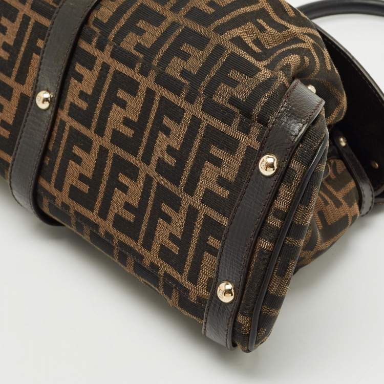 Pre Owned Fendi Tobacco Zucca Canvas and Leather Magic Bag