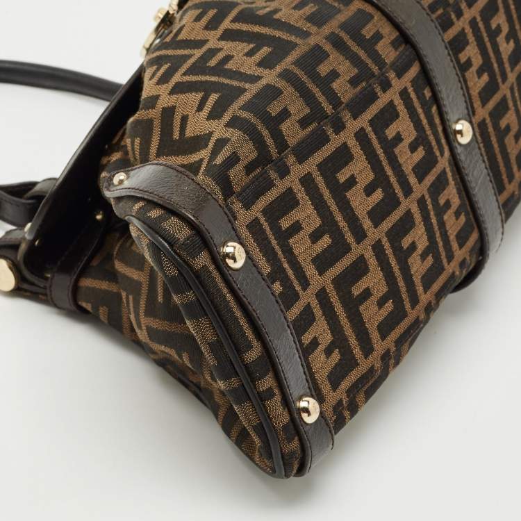 Pre Owned Fendi Tobacco Zucca Canvas and Leather Magic Bag