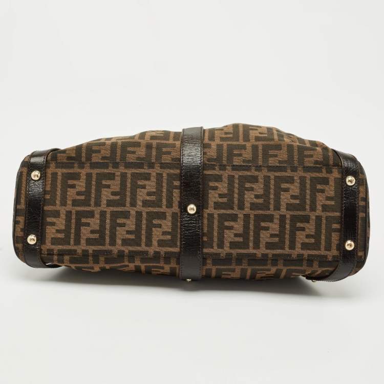 Pre Owned Fendi Tobacco Zucca Canvas and Leather Magic Bag