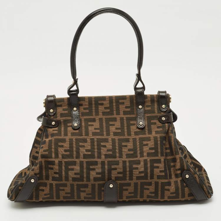 Pre Owned Fendi Tobacco Zucca Canvas and Leather Magic Bag