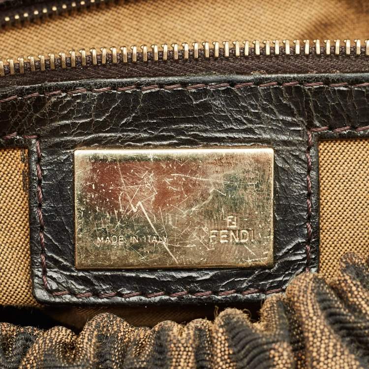 Pre Owned Fendi Tobacco Zucca Canvas and Leather Magic Bag