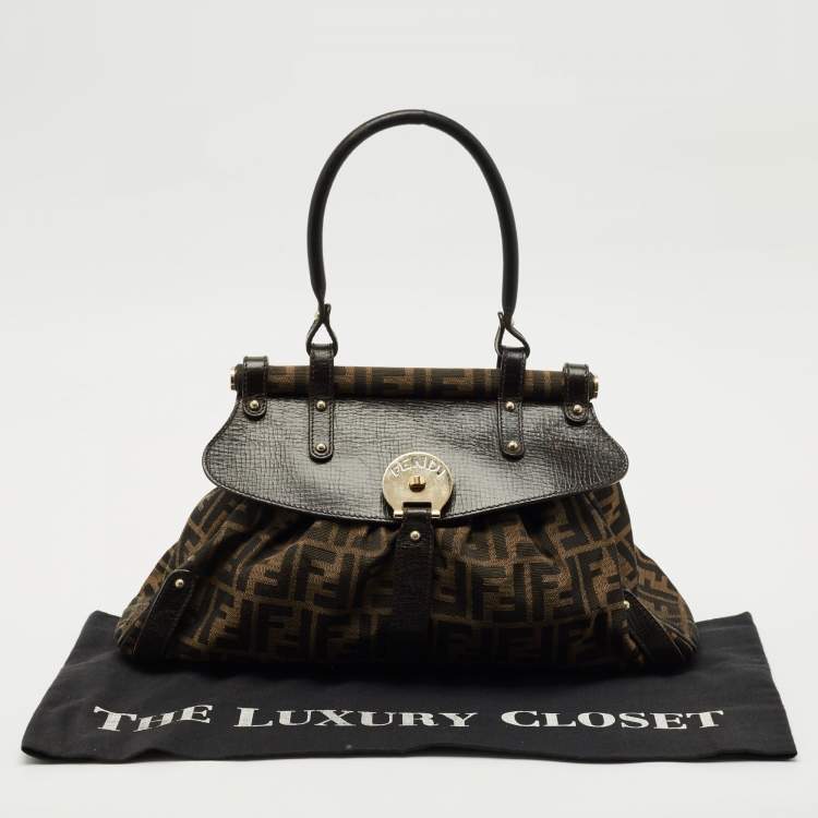 Pre Owned Fendi Tobacco Zucca Canvas and Leather Magic Bag