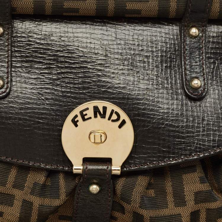 Pre Owned Fendi Tobacco Zucca Canvas and Leather Magic Bag