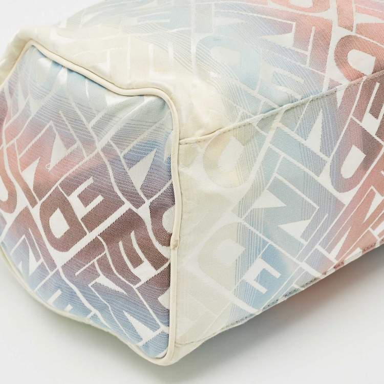 Pre Owned Fendi Multicolor Zucca Fabric and Patent Leather Boston Bag