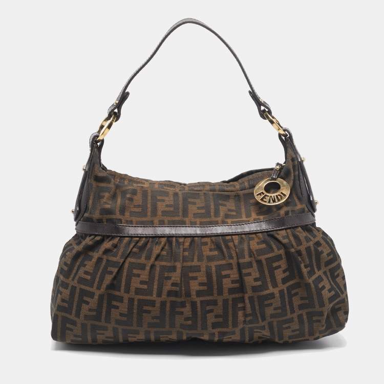 Pre Owned Fendi Tobacco Zucca Canvas Chef Shoulder Bag