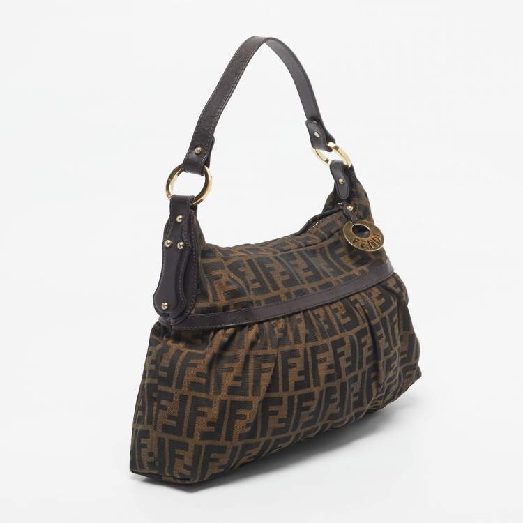 Pre Owned Fendi Tobacco Zucca Canvas Chef Shoulder Bag