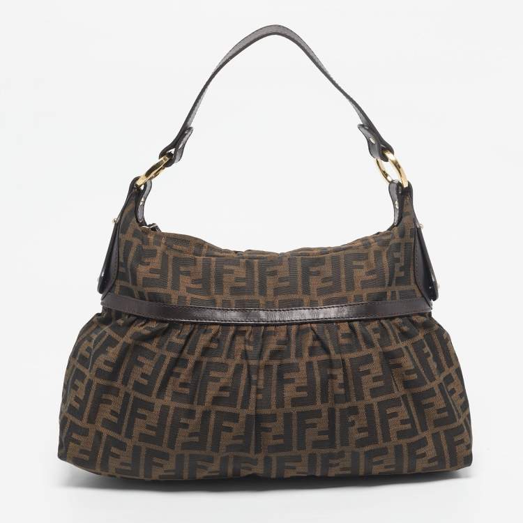 Pre Owned Fendi Tobacco Zucca Canvas Chef Shoulder Bag