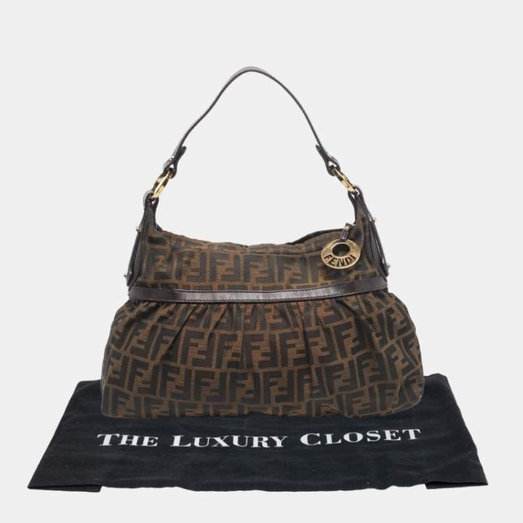 Pre Owned Fendi Tobacco Zucca Canvas Chef Shoulder Bag