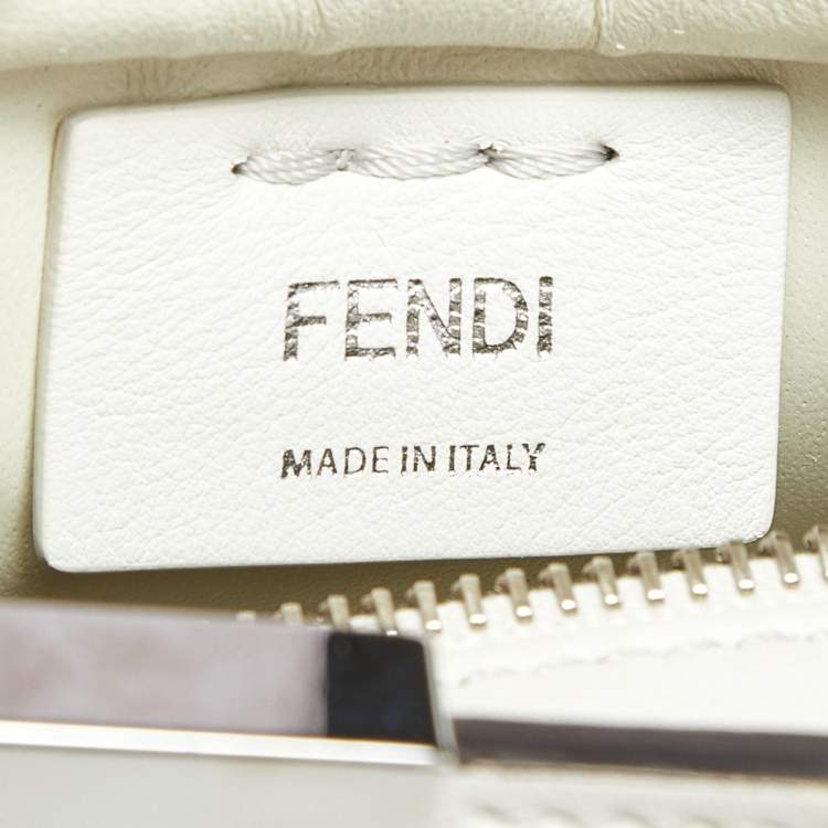Pre Owned Fendi White Leather Petite Studded 3Jours Tote