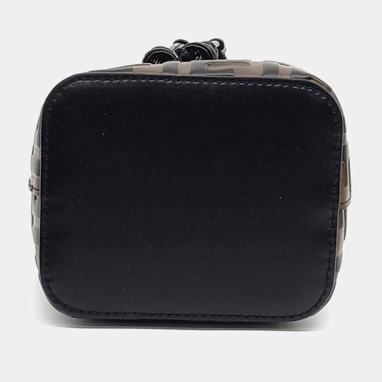 Pre Owned Fendi Black Brown Leather Montrezo Bucket Bag Mini