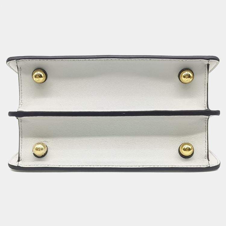 Pre Owned Fendi White Leather Peekaboo ISEE U Petite Bag