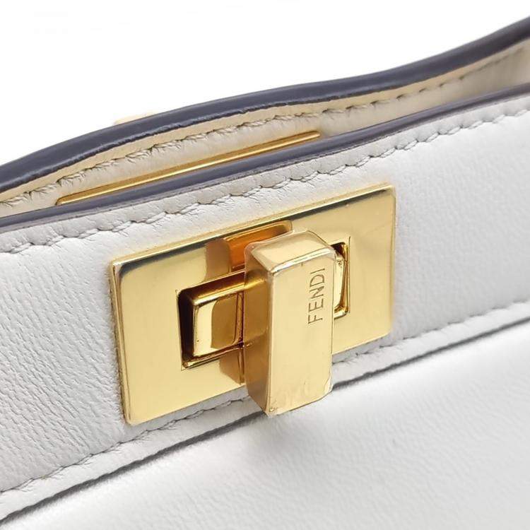 Pre Owned Fendi White Leather Peekaboo ISEE U Petite Bag