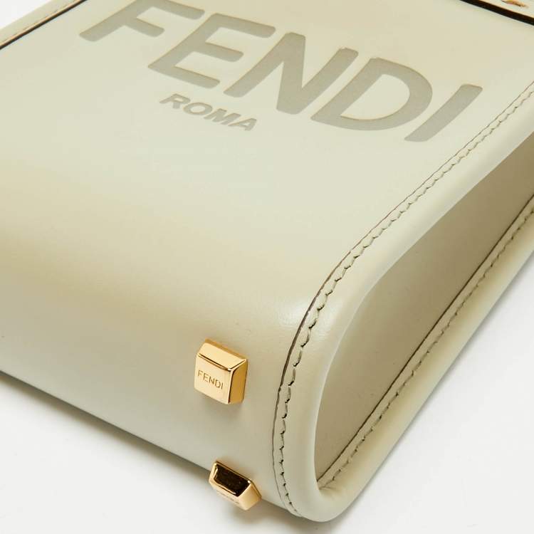 Pre Owned Fendi Light Green Leather Mini Sunshine Tote