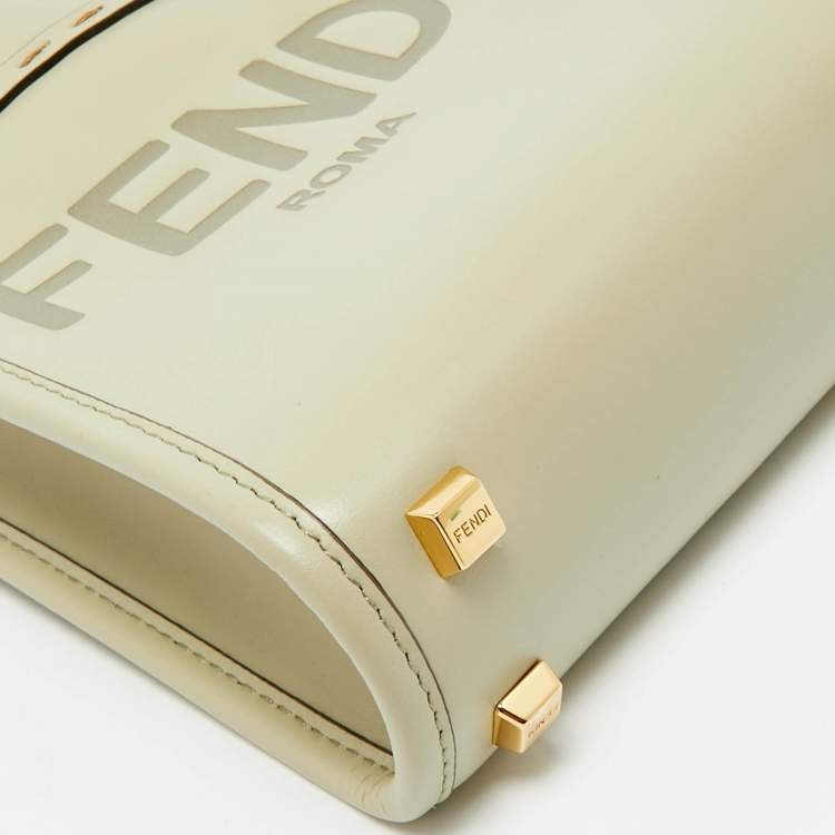 Pre Owned Fendi Light Green Leather Mini Sunshine Tote