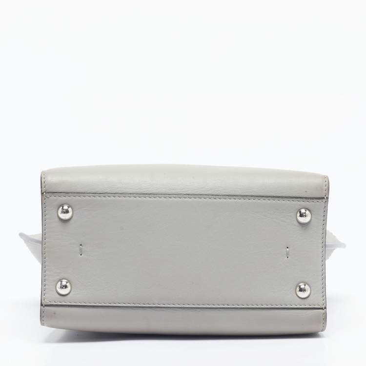 Pre Owned Fendi Grey Leather Mini Studded 3Jours Tote