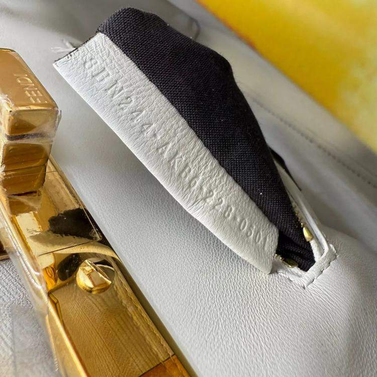 Pre Owned Fendi x Versace Yellow/White Zucca Baroque Print Leather Mini Fendace Peekaboo Top Handle Bag