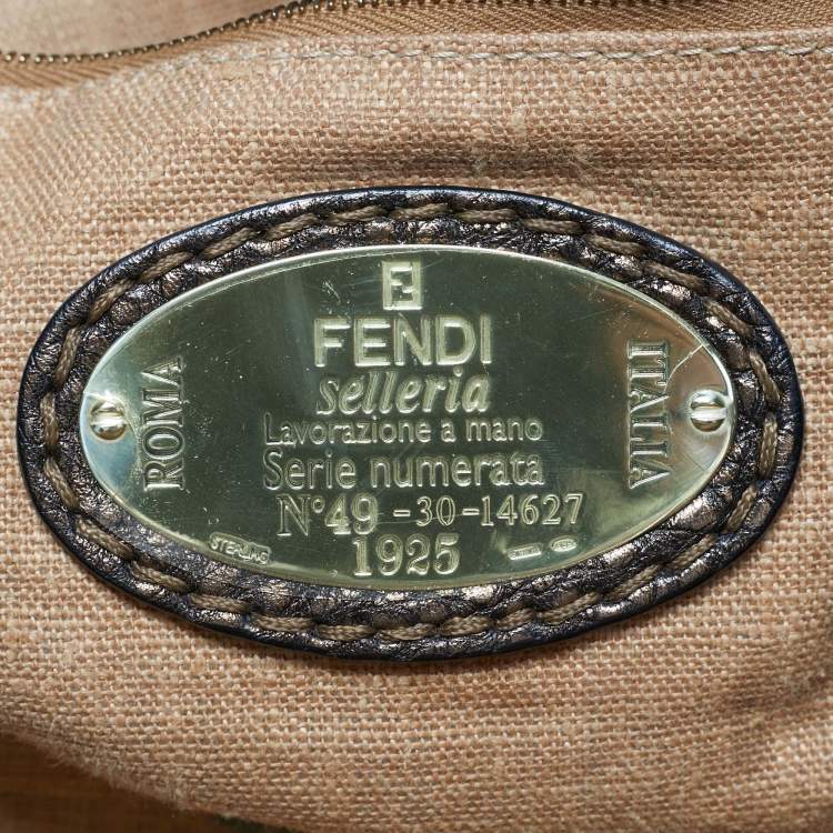 Pre Owned Fendi Gold/Black Selleria Leather Hobo