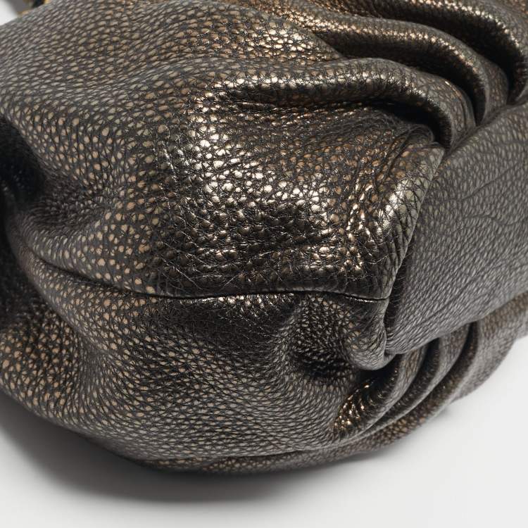 Pre Owned Fendi Gold/Black Selleria Leather Hobo