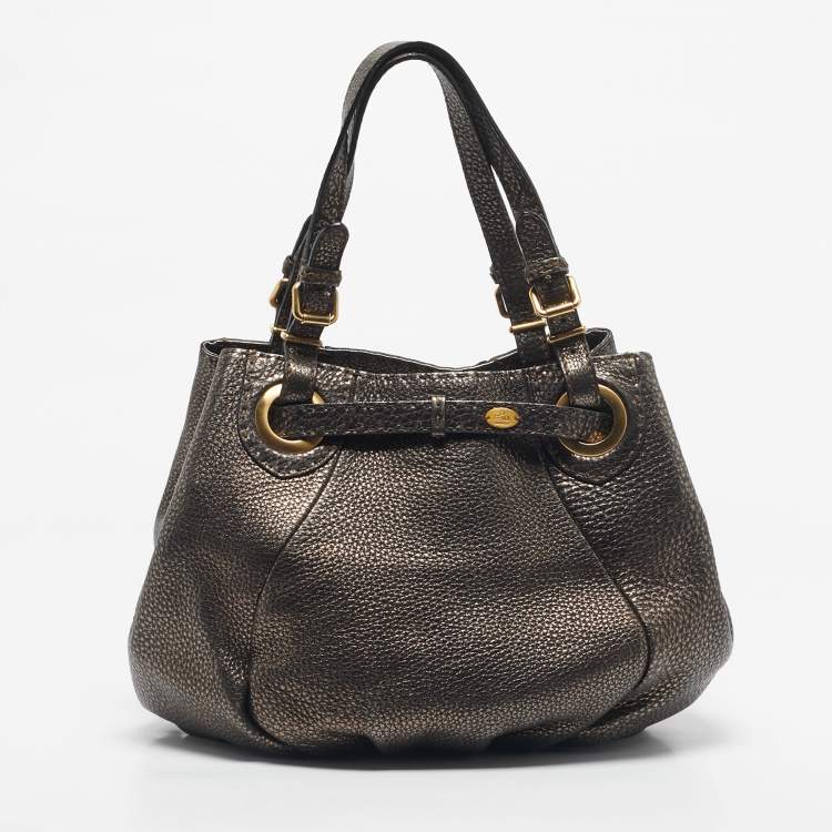 Pre Owned Fendi Gold/Black Selleria Leather Hobo