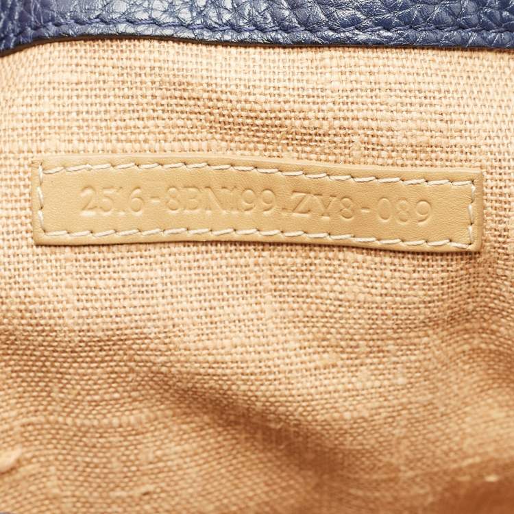 Pre Owned Fendi Dark Blue Suede Secret Code Top Handle Bag