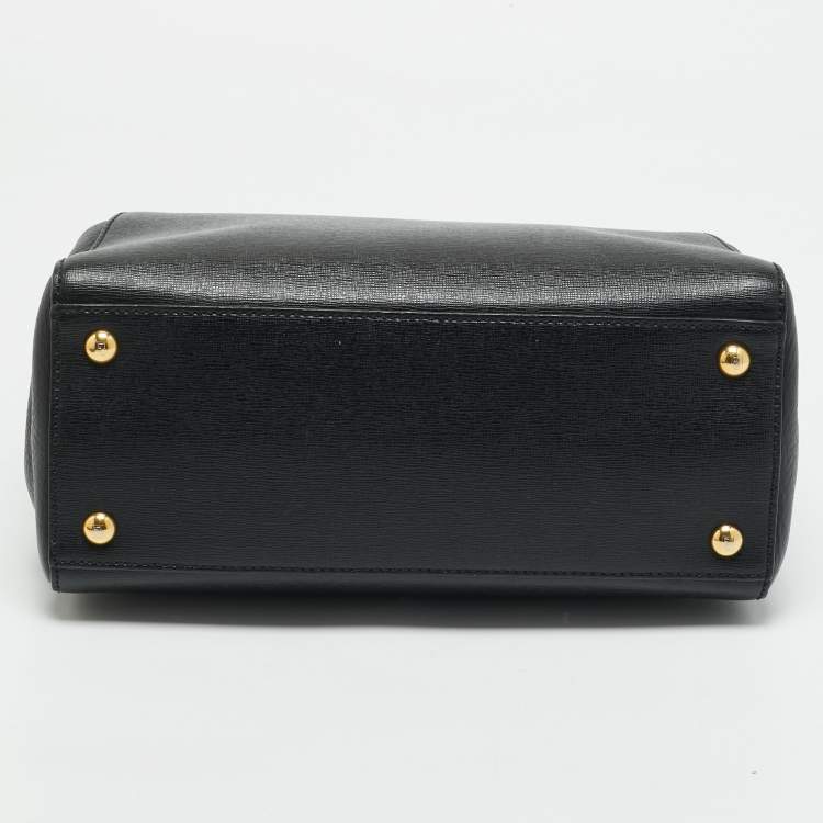 Pre Owned Fendi Black Leather Small 2Jours Tote