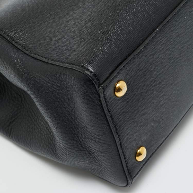 Pre Owned Fendi Black Leather Small 2Jours Tote