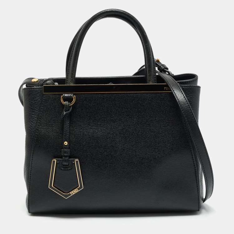 Pre Owned Fendi Black Leather Small 2Jours Tote